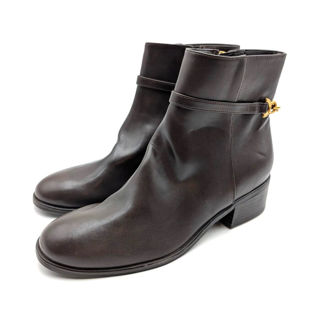 Bandolino Despina Block Heel Ankle Bootie Women's Dark Brown Size US8M EU38.5